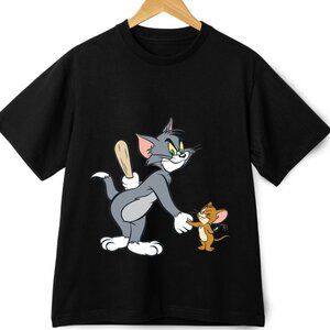 Tom and Jerry Classic Cartoon Graphic T-Shirt - Funny Retro Streetwear Tee  81